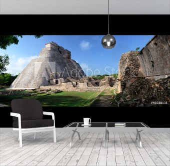 Picture of Magician pyramid in the Maya city of Uxmal Yucatan